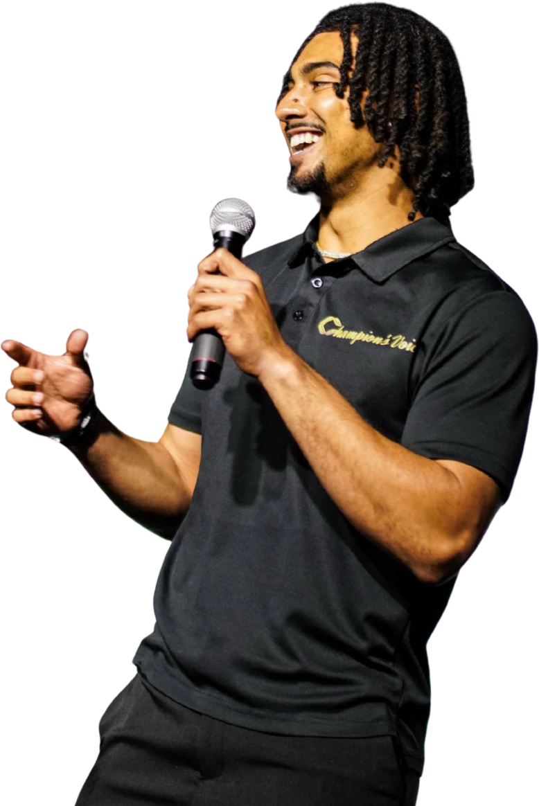 Jakobi Davis speaking on stage